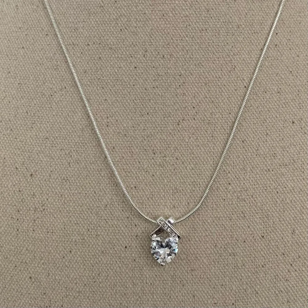 Infinity Heart Pendant Necklace – Diamond Cut Austrian Crystals, Silver Tone